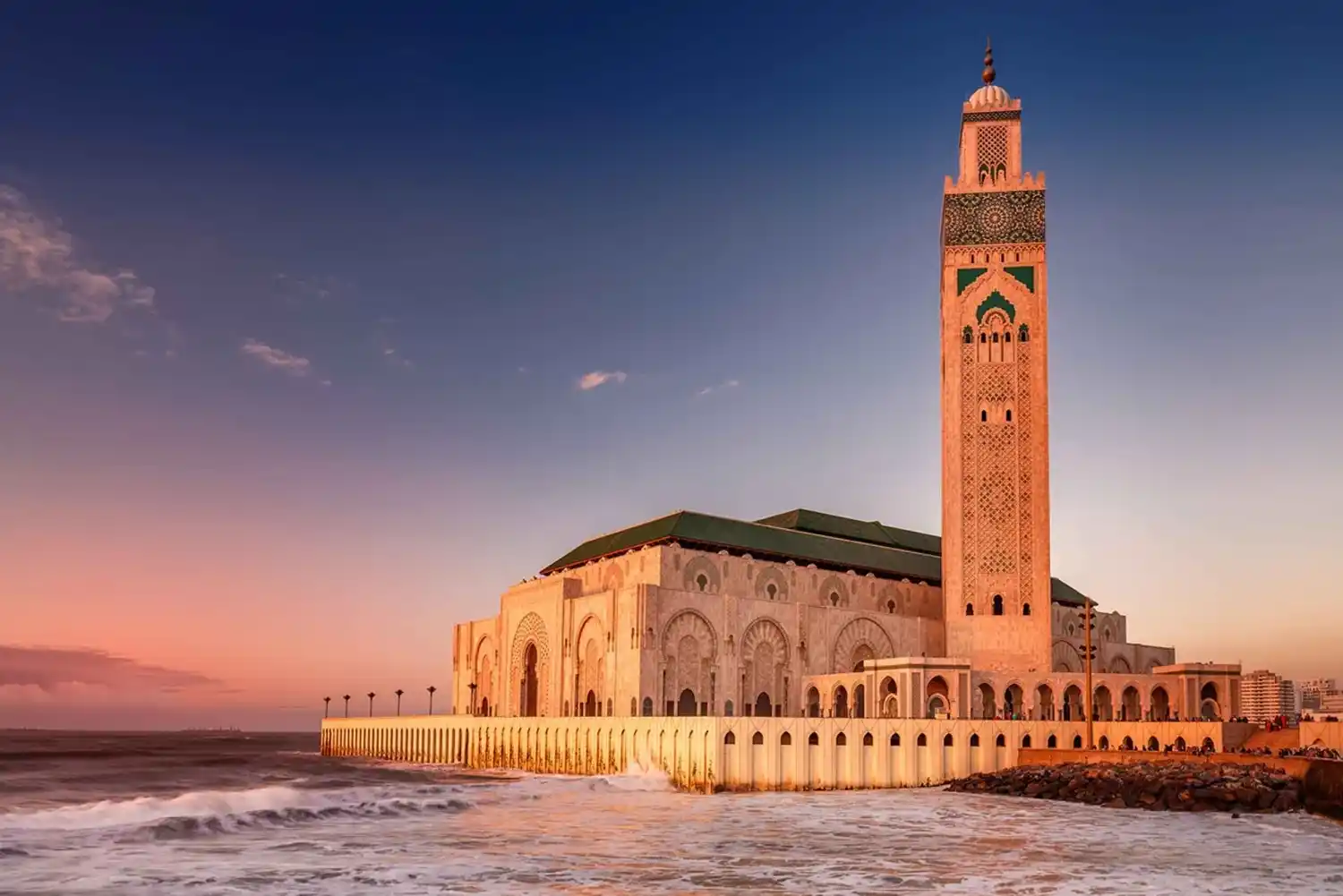 Hand-cut zellige tilework inside Hassan II Mosque